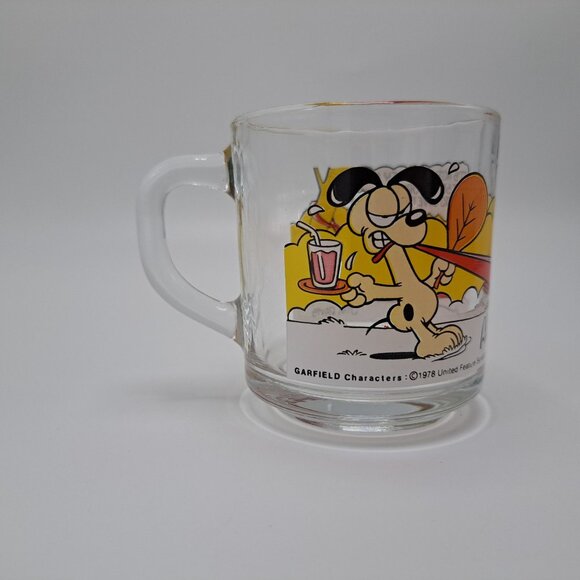 McDonalds Garfield Glass Mug Coffee Cup 1978 Cartoon Jim Davis Collectible - Picture 1 of 8